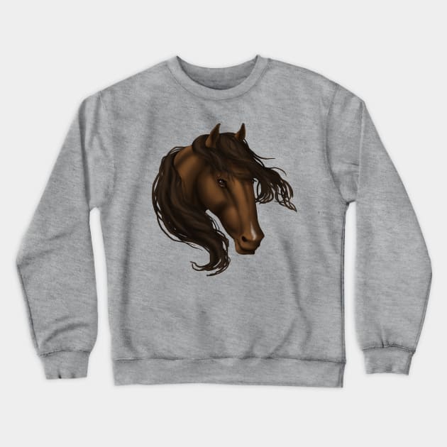 Horse Head - Brown Snip Crewneck Sweatshirt by FalconArt